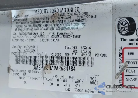 2010 Mercury Milan from USA, damaged, VIN 3MEHM0HA9AR634184